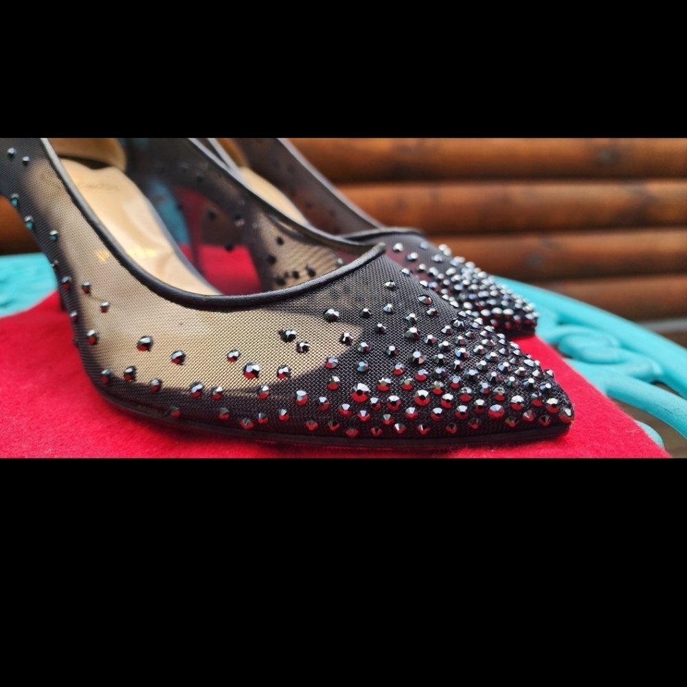 Louboutin Black Mesh Stiletto Heels - Picture 4 of 10